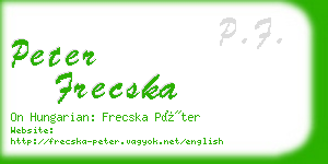 peter frecska business card